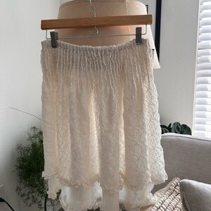 Free People Cream Asymmetrical Lace Skirt